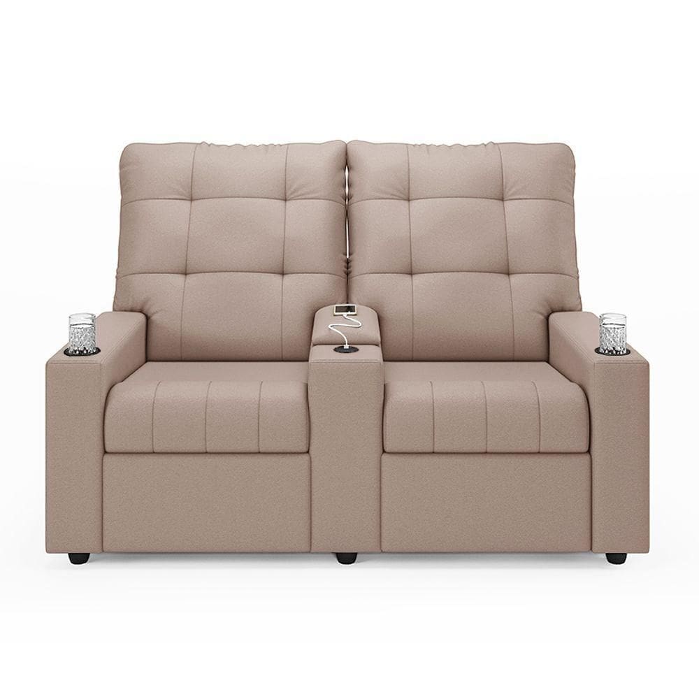 Poltrona Reclinável Para Cinema Parma 2 Lugares Baú Usb Veludo Fh1 - D`rossi Cor Rose