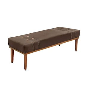 Divã Recamier Retrô Base Madeira Para Quarto Gênova 140cm Veludo S04 - D`rossi Cor Marrom