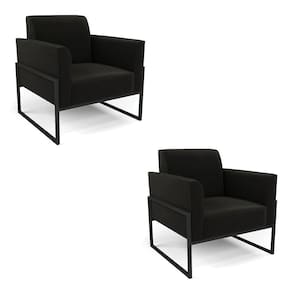 Kit 2 Poltronas Base Industrial Alta Preto Marisa Suede D03 - D\`rossi Cor Preto