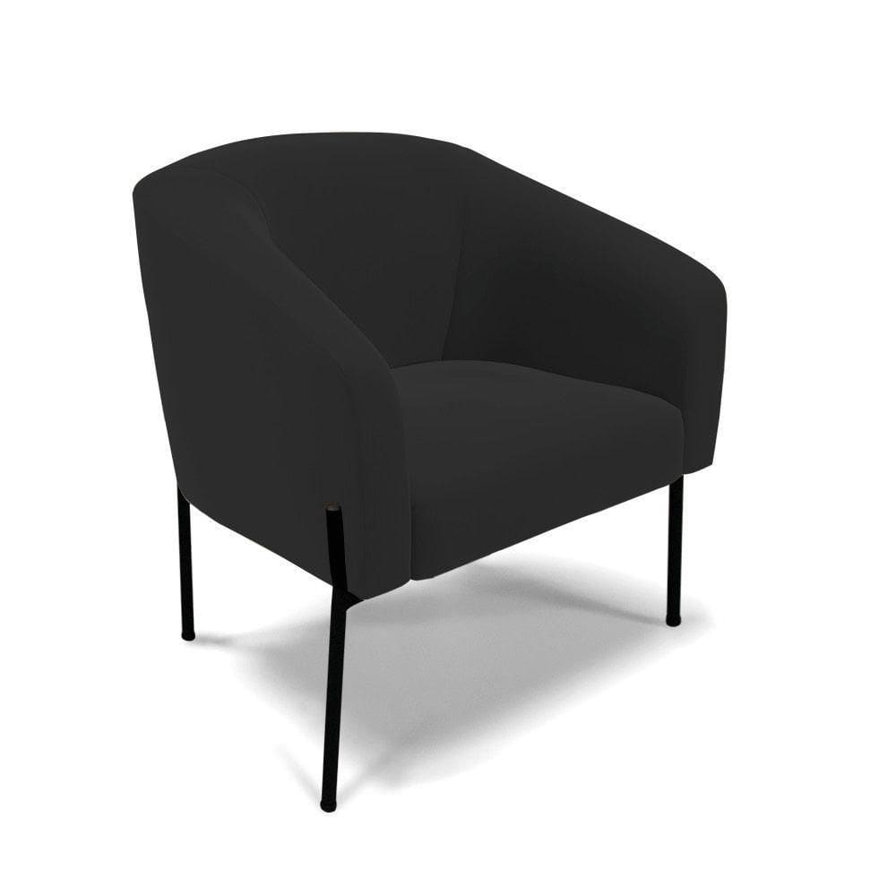 Poltrona Pé De Ferro Preto Sala De Estar Stella Veludo D03 - D`rossi Cor Preto
