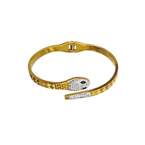 Pulseira Feminina Cobra Bracelete Elegantes Aço Inox Brilhante