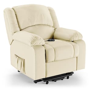 Poltrona Do Papai Reclinável Melim Elevação Lift Elétrico Pu Bege Fh1 - D`rossi
