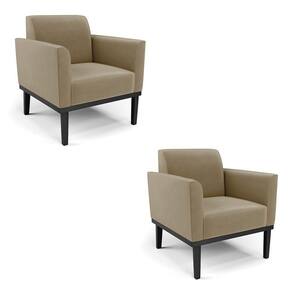 Kit 2 Poltronas Base De Madeira Fixa Preto Marisa Suede Marrom Rato D03 - D`Rossi