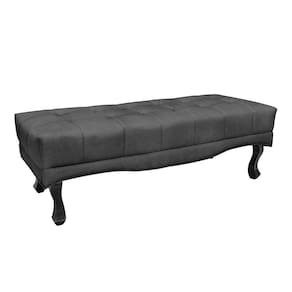 Puff Recamier Retrô Luis Xv Captonê Para Quarto Vicenza 140cm Suede Cinza S04 - D`rossi