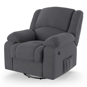 Poltrona Do Papai Reclinável Melim Glider Giratória Usb Veludo Fh1 - D`rossi Cor Cinza