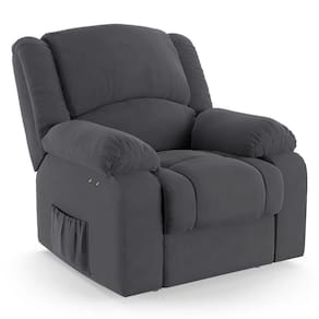 Poltrona Do Papai Reclinável Melim Power Touch Usb Veludo Fh1 - D`rossi Cor Cinza