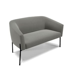 Sofá Namoradeira 2 Lugares Pé De Ferro Preto Stella Suede D03 - D`rossi Cor Grafite