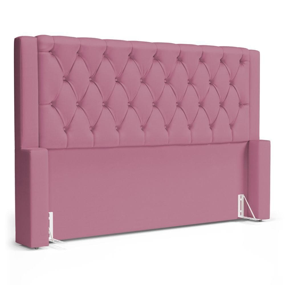 Cabeceira Atena Para Cama Box Casal Padrão 140cm Capitonê Com Frame Suede Rosa - Desk Design