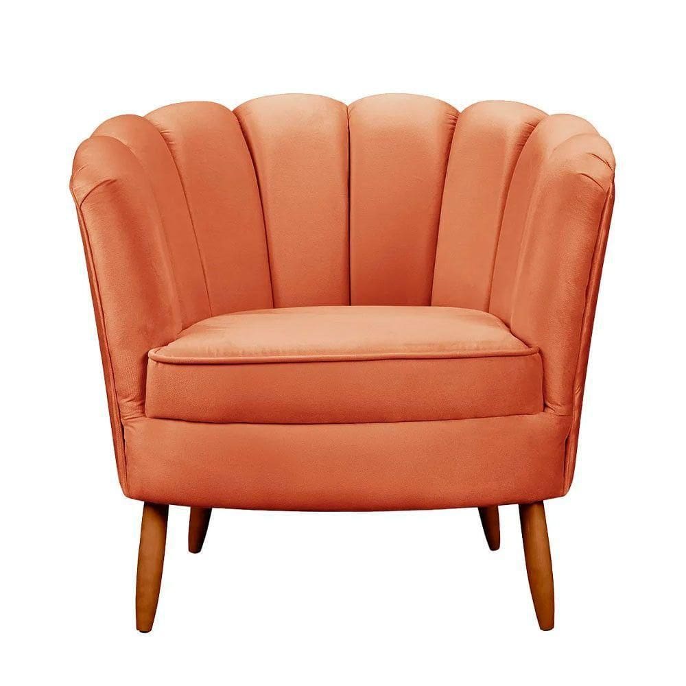 Poltrona Ariel Petala Decorativa Com Pés De Madeira Speciale Home Terracota