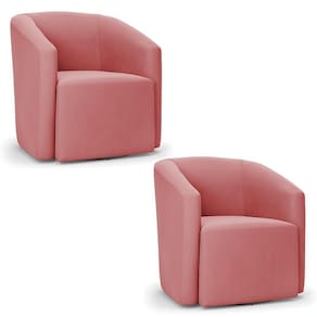 Kit 2 Poltronas Stella Max Suede Rosê Base Giratória - D`rossi