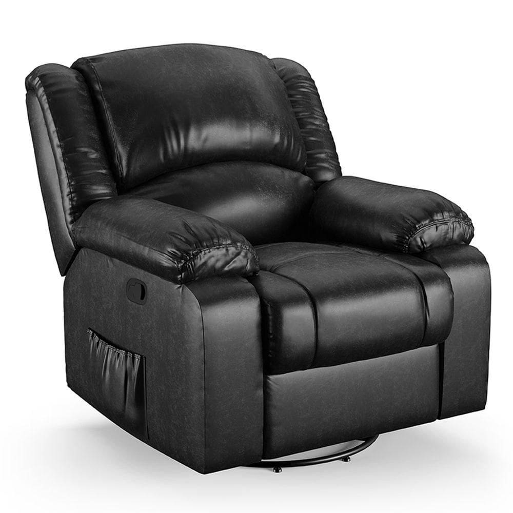 Poltrona Do Papai Reclinável Melim Glider Giratória Pu Brilho Fh1 - D`rossi Cor Preto