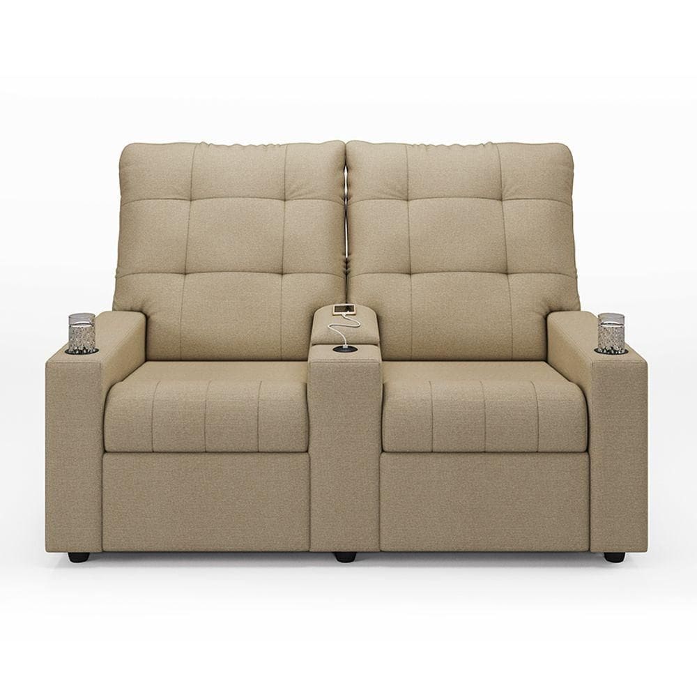 Poltrona Reclinável Para Cinema Parma 2 Lugares Baú Usb Linho Fh1 - D`rossi Cor Bege