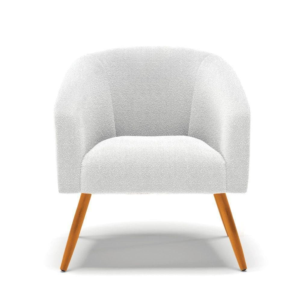 Poltrona Stella Bouclê Pés Palito Castanho - D`rossi Cor Off White
