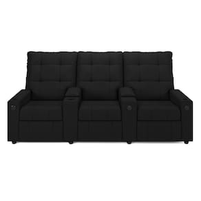 Poltrona Reclinável Para Cinema Parma 3 Lugares Baú Usb Pu Preto Fh1 - D`rossi