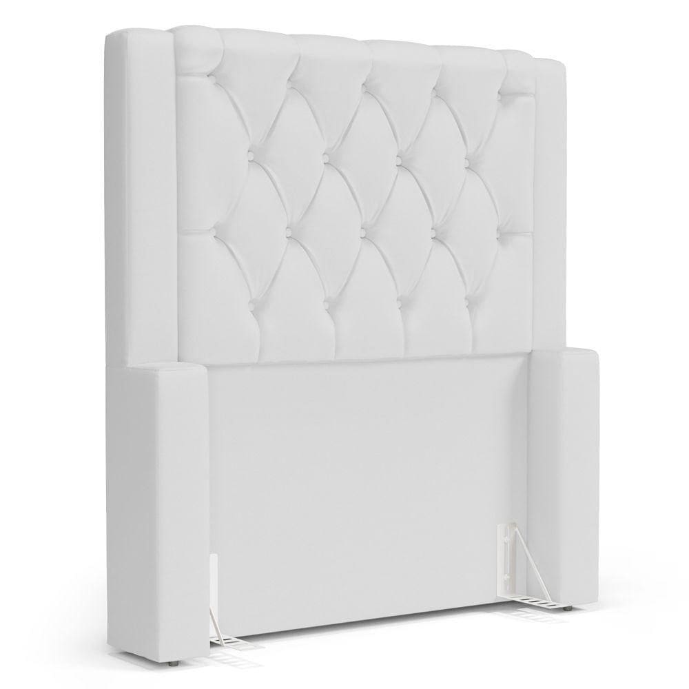 Cabeceira Atena Para Cama Box Solteiro 90cm Capitonê Com Frame Sintético Branco - Desk Design