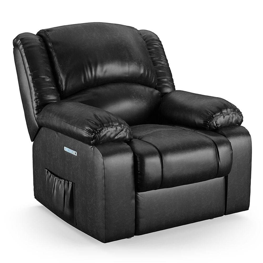 Poltrona Do Papai Reclinável Melim Elétrica Led Pu Preto Brilho Fh1 - D`rossi