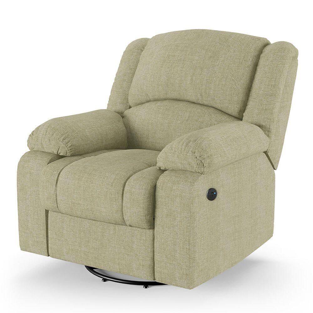 Poltrona Do Papai Reclinável Melim Glider Giratória Usb Linho Fh1 - D`rossi Cor Bege