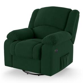 Poltrona Do Papai Reclinável Melim Glider Giratória Usb Veludo Fh1 - D`rossi Cor Verde