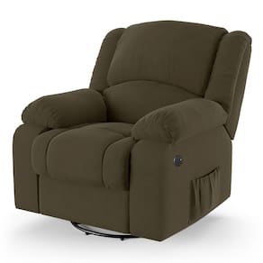 Poltrona Do Papai Reclinável Melim Glider Giratória Usb Veludo Fh1 - D`rossi Cor Capuccino