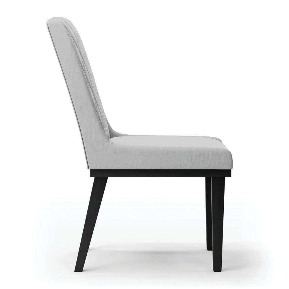 Cadeira Sala De Jantar Base Madeira Preto Kit 6 Sofia Suede D03 - D`rossi Cor Cinza