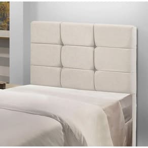 Cabeceira Estofada Cama Box Solteiro 0.90 Julia Veludo Star Confort Bege Marfim