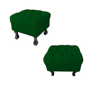 Kit 02 Puffs Decorativo Luiz Xv Veludo Verde - Montanaris Decor