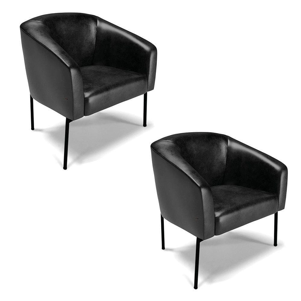 Poltrona Pé De Ferro Preto Kit 2 Stella Corano Preto D03 - D`rossi