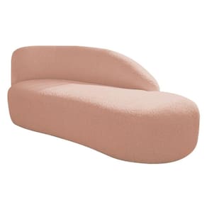 Divã Recamier Curvo Luna 140cm Lado Direito Suede - Doce Sonho Móveis Cor Rosê