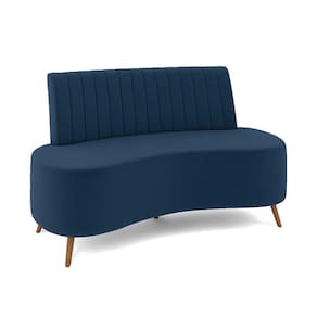 Sofá 2 Lugares Living 160cm Pé Palito Maraú Veludo K01 - D`rossi Cor Azul Marinho