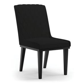 Cadeira Sala De Jantar Base Madeira Preto Sofia Linho D03 - D`rossi Cor Preto