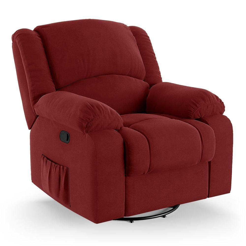 Poltrona Do Papai Reclinável Melim Glider Giratória Veludo Vermelho Fh1 - D`rossi