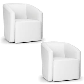 Kit 2 Poltronas Stella Max Corino Branco Base Giratória - D`rossi