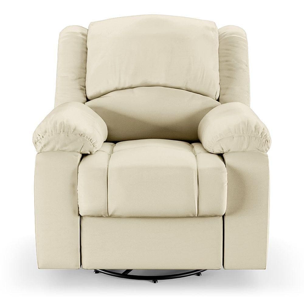 Poltrona Do Papai Reclinável Sala De Cinema Barcelona Glider Manual Giratória Usb Pu Bege