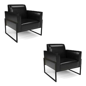 Kit 2 Poltronas Base Industrial Alta Preto Marisa Corano D03 - D\`rossi Cor Preto