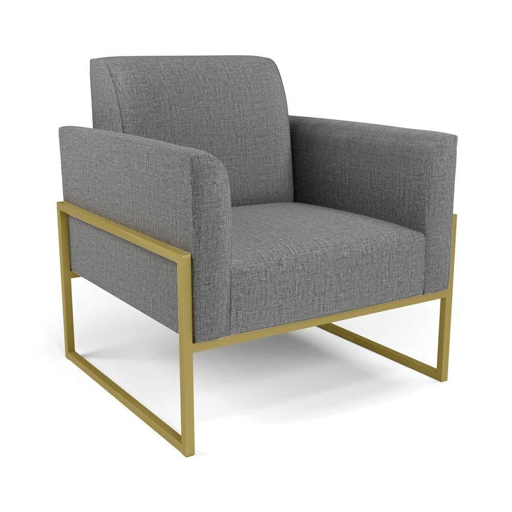 Poltrona Base Industrial Alta Dourado Marisa Linho Grafite A26 D03 - D\`rossi
