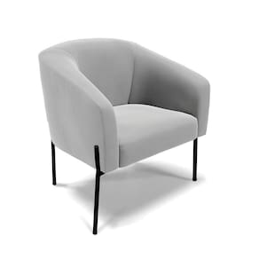 Poltrona Pé De Ferro Preto Sala De Estar Stella Suede Cinza D03 - D`rossi
