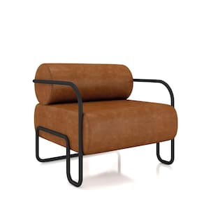 Poltrona Sala De Estar Industrial Preto Ameli Sintético Pu K01 - D`rossi Cor Nozes