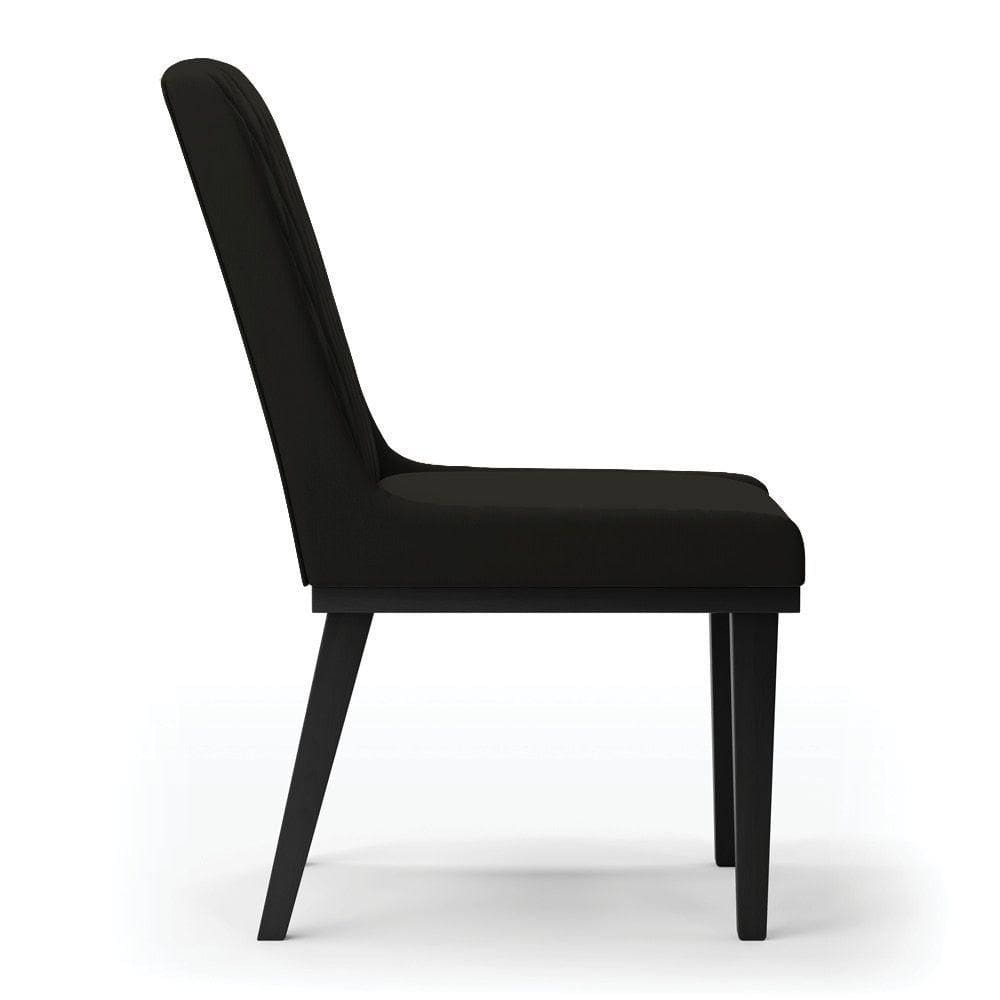 Cadeira Sala De Jantar Base Madeira Preto Kit 10 Sofia Suede D03 - D`rossi Cor Preto