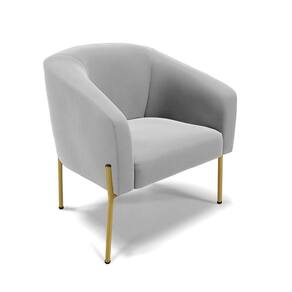 Poltrona Pé De Ferro Dourado Sala De Estar Stella Suede Cinza D03 - D`rossi