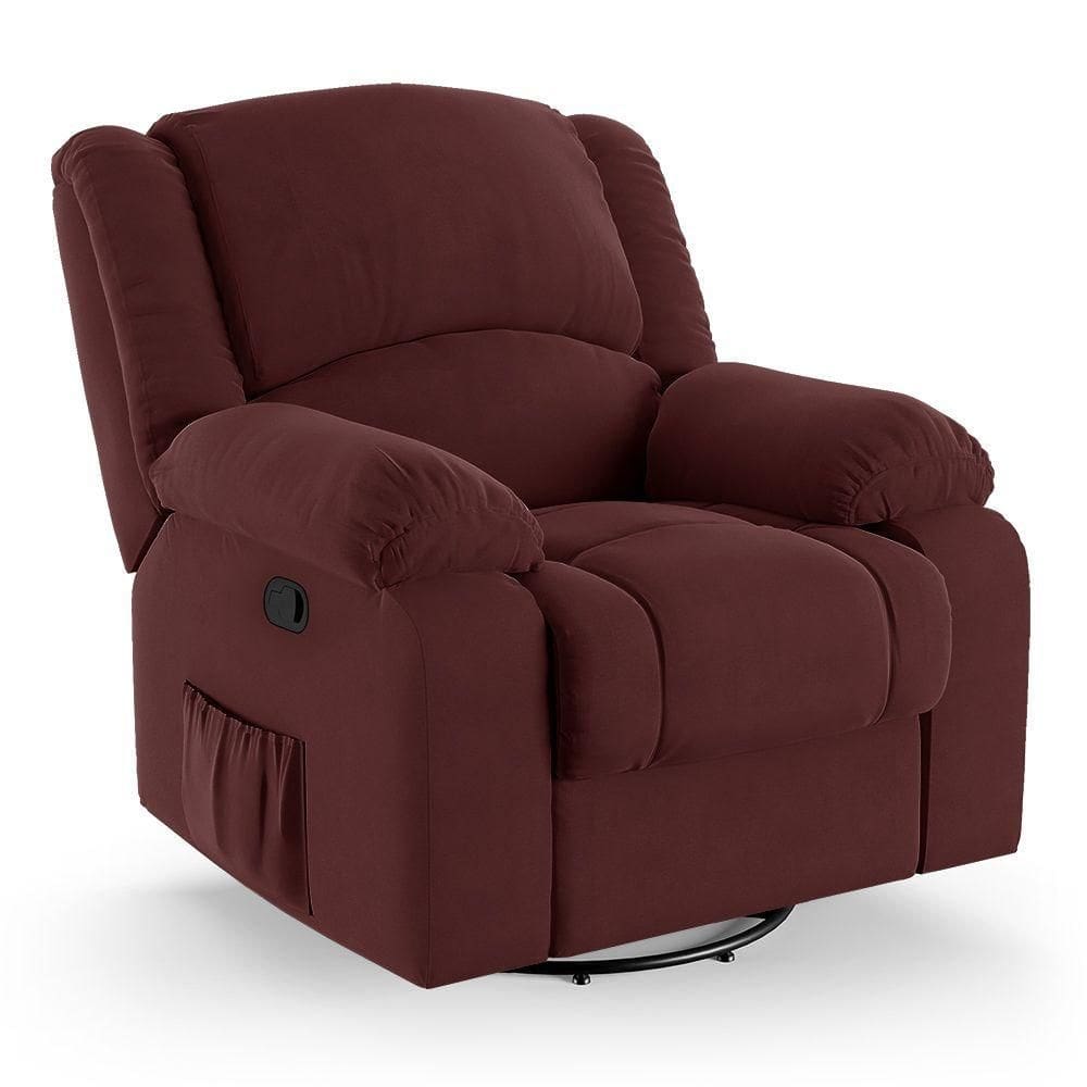 Poltrona Do Papai Reclinável Melim Glider Giratória Veludo Fh1 - D`rossi Cor Vinho