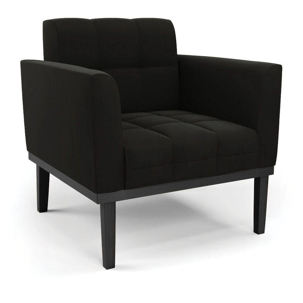 Poltrona Base De Madeira Fixa Preto Elisa Suede D03 - D`rossi Cor Preto
