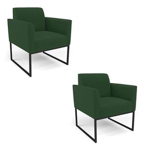 Kit 2 Poltronas Base Industrial Preto Marisa Veludo Verde D03 - D`rossi