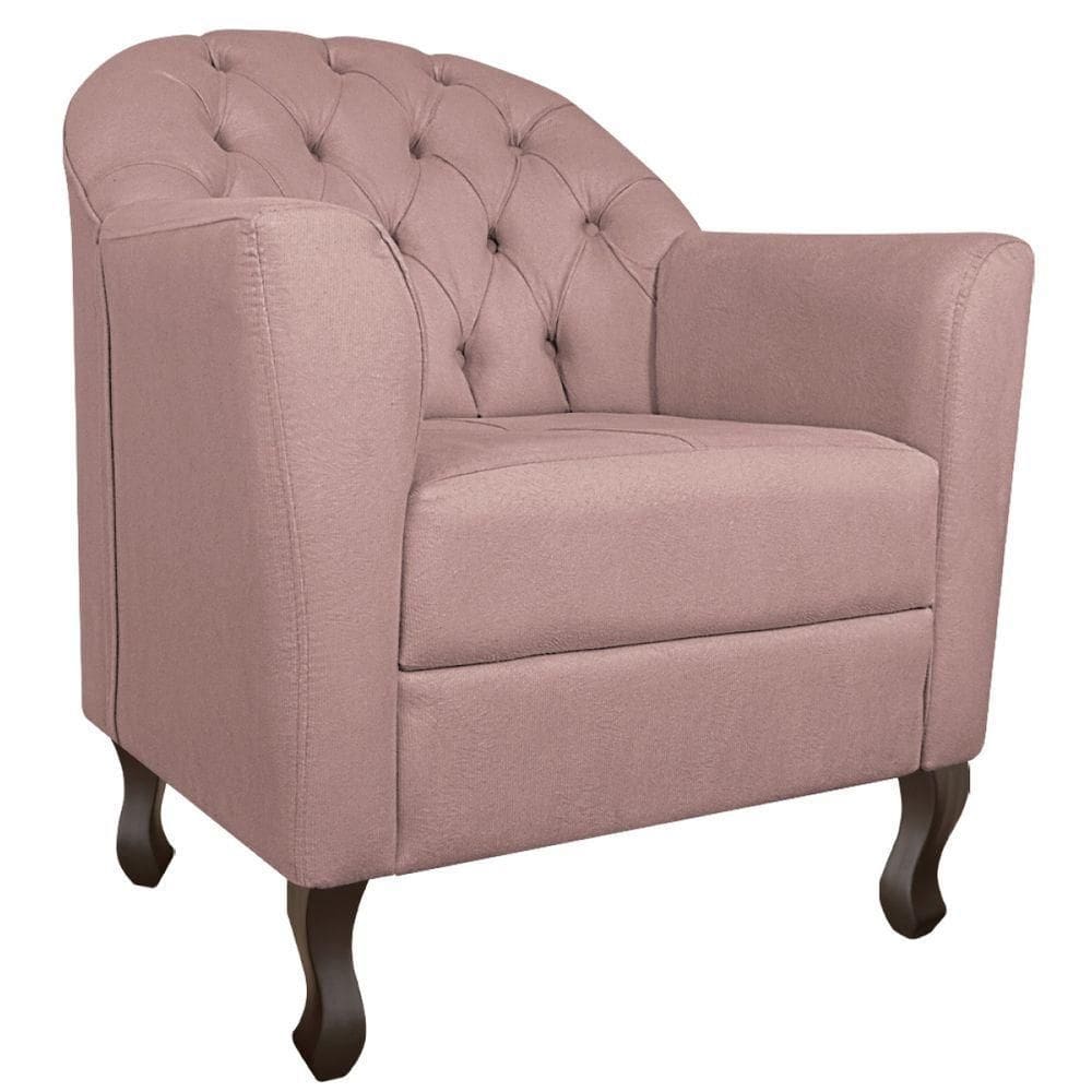 Poltrona Decorativa Julia Linho - Doce Sonho Móveis Cor Rosê