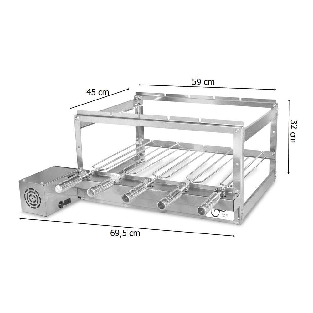 Grill Giratório em Inox para Churrasqueira com 5 Espetos - Infinity