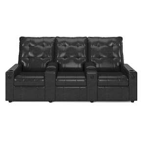Poltrona Reclinável Para Cinema Parma 3 Lugares Baú Usb Pu Brilho Fh1 - D`rossi Cor Preto