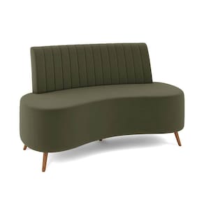 Sofá 2 Lugares Living 160cm Pé Palito Maraú Bouclê Verde K01 - D`rossi