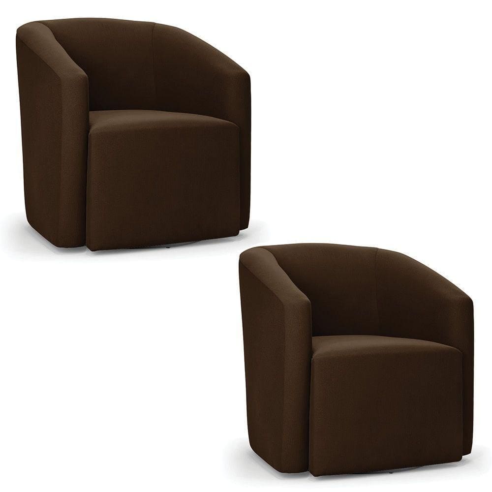 Kit 2 Poltronas Stella Max Suede Base Giratória - D`rossi Cor Marrom