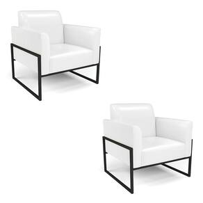 Kit 2 Poltronas Base Industrial Alta Preto Marisa Corano D03 - D\`rossi Cor Branco