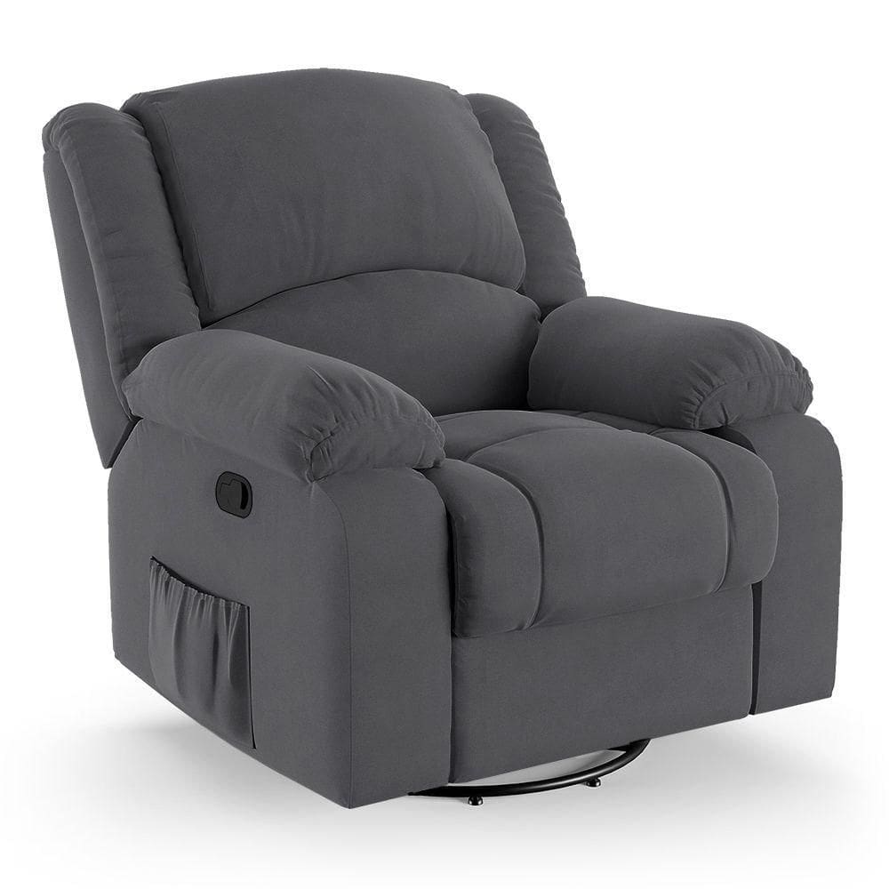 Poltrona Do Papai Reclinável Melim Glider Giratória Veludo Cinza Fh1 - D`rossi
