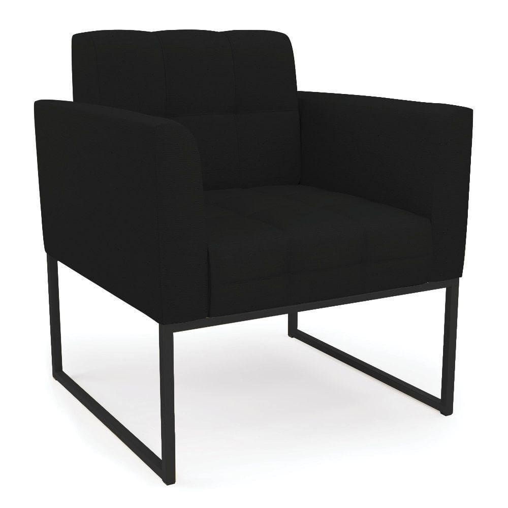 Poltrona Elisa Linho Base Metálica Industrial Preto - D`rossi Cor A79 Preto